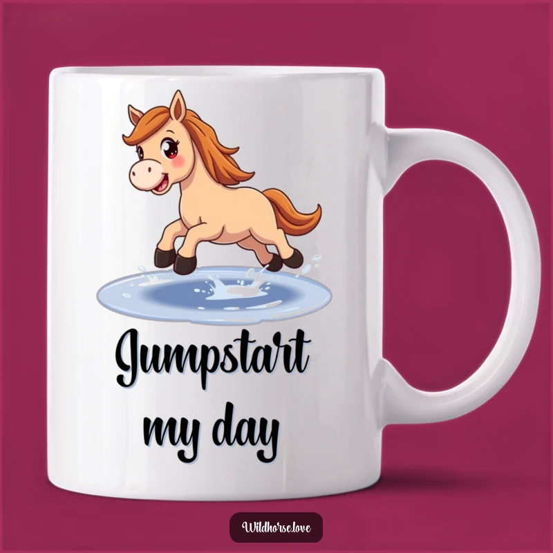 Funny Horse Puddle Jumper Mug: Joyful Leaping Horse, Perfect Gift