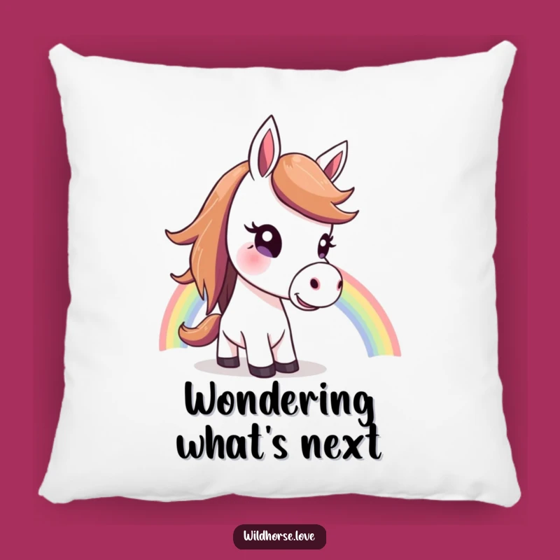Funny Horse Rainbow Pillow: Cozy Curiosity Comfort, Adorable Funny Gift for Sweet Dreams!