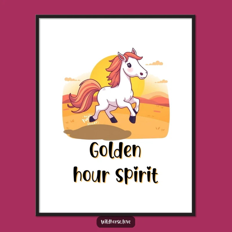 Funny Horse Digital Art Print: Majestic Sunset Equine Runner Download, Instant Gift