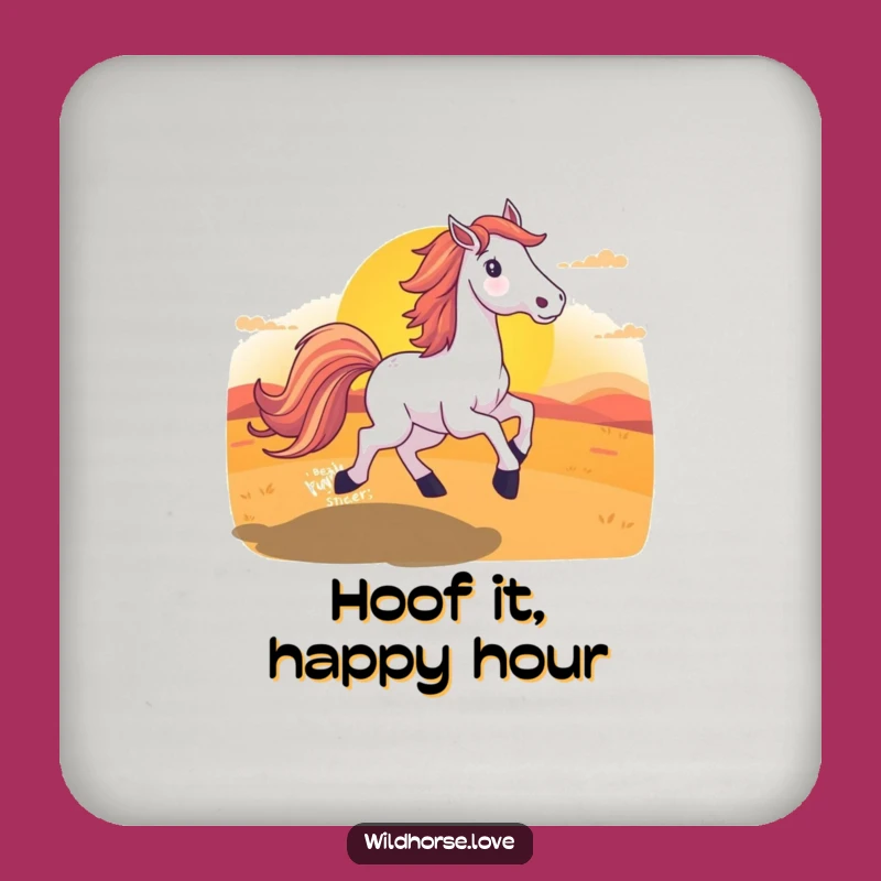 Funny Horse Coaster Set: Equine Sunset Runner Protection, Stylish Drink Gift