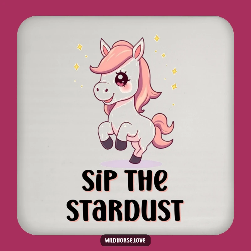 Funny Horse Stardust Coaster: Protect Surfaces with Magical Horse Art, Gift