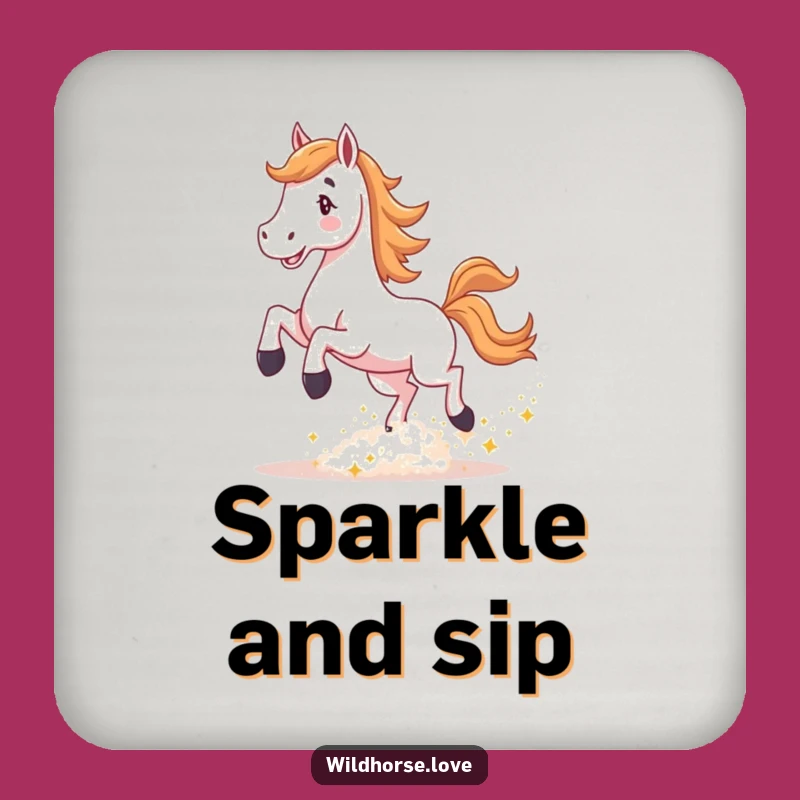 Funny Horse Sparkle Drink Coaster: Magical Dust Protection, Cute Funny Gift for Tables!
