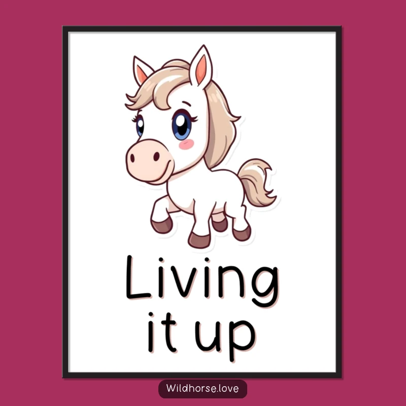 Funny Horse Bucking Art Print: Pure Joyful Energy for Your Walls, Great Gift