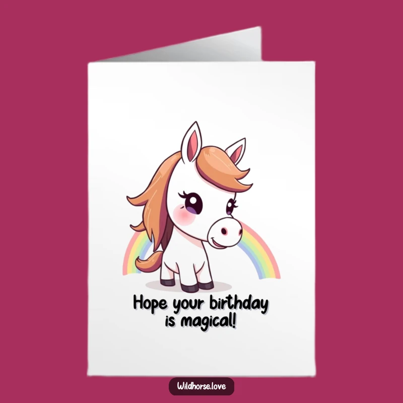 Free Printable Birthday Card: Curious Horse Rainbow Birthday Wish Greeting