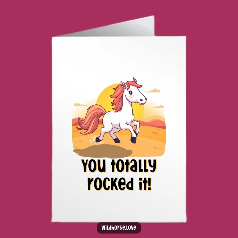 Free Printable Congrats Card: Glorious Horse Sunset Achievement, Downloadable Celebration Art