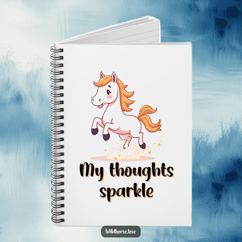 Funny Horse Notebook: A stylized horse kicks up sparkling dust, designed for recording thoughts and creative ideas with a magical theme.