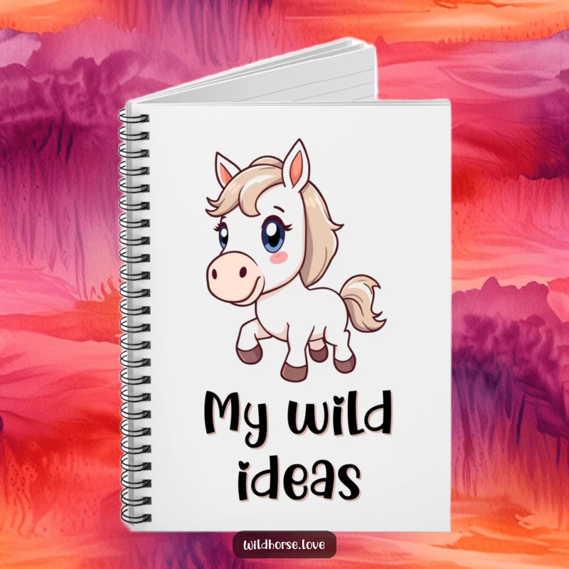 Funny notebook with a stylized horse bucking with pure delight, ideal for capturing energetic ideas and joyful thoughts.