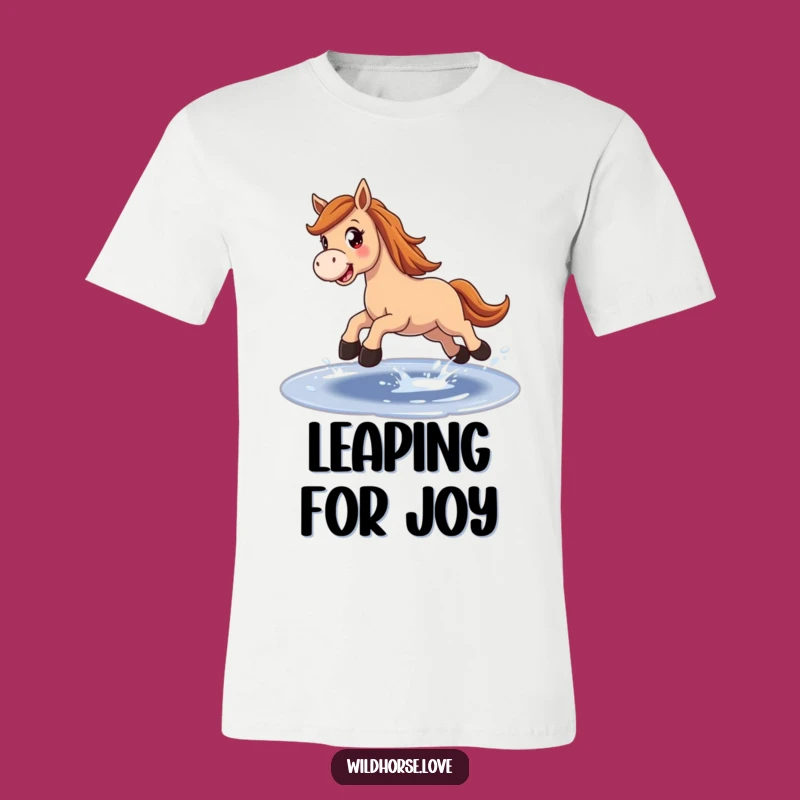Funny Horse Puddle T-Shirt: Joyful Leaping Horse Tee, Gift for Equestrians